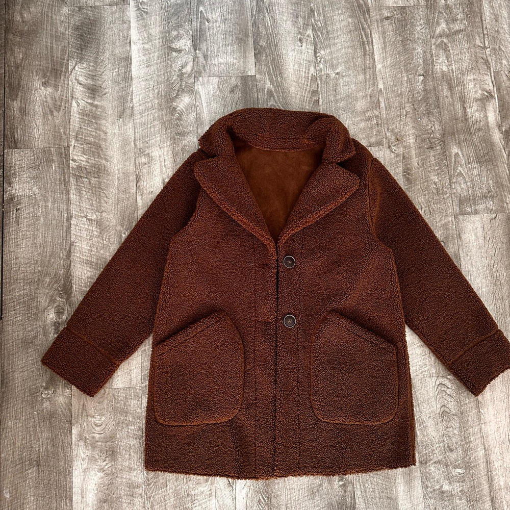 ZARA Chocolate Reversible Faux Shearling Coat / Jacket Kids 13-14 Years
